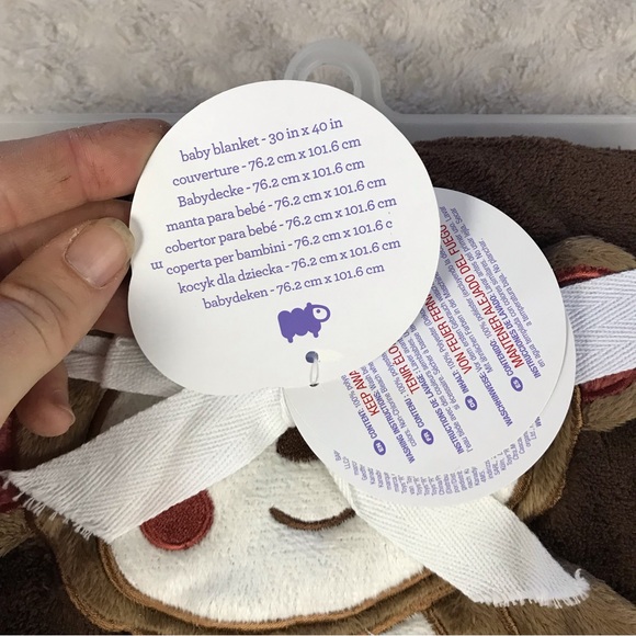 Babies R Us Brown Monkey Baby Blanket Cream Off White Floppy Legs New - Picture 3 of 6